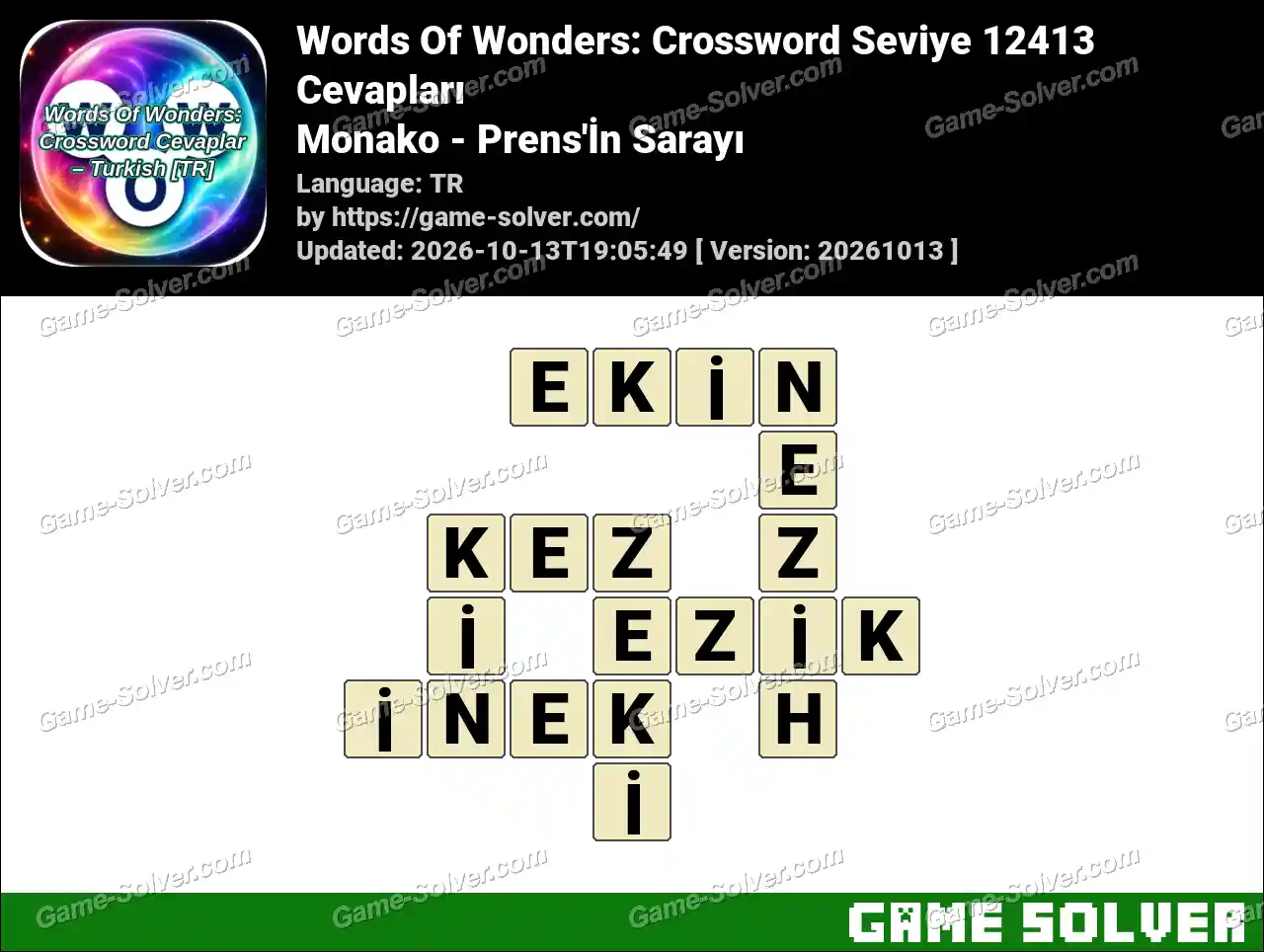 Words Of Wonders: Crossword Seviye 12413 Cevapları – Monako – Prens’İn Sarayı